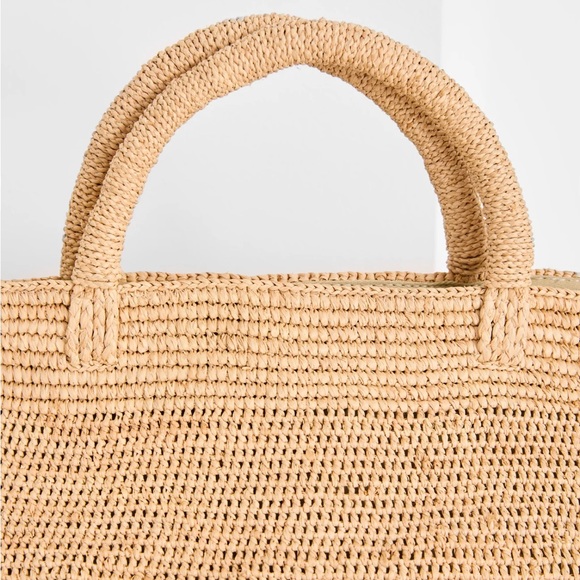 NWT IBELIV Raffia Tote Vanilla Tea Handwoven Raffia Large - Picture 7 of 12